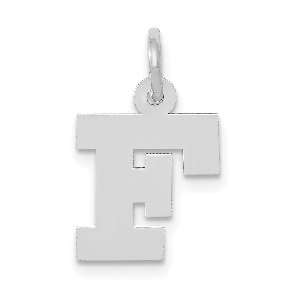 14k White Gold, Amanda Collection, Block Style Initial F Pendant
