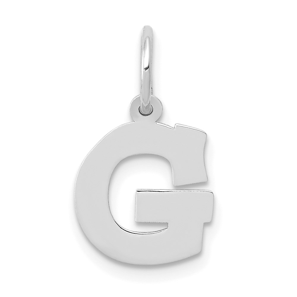 14k White Gold, Amanda Collection, Block Style Initial G Pendant