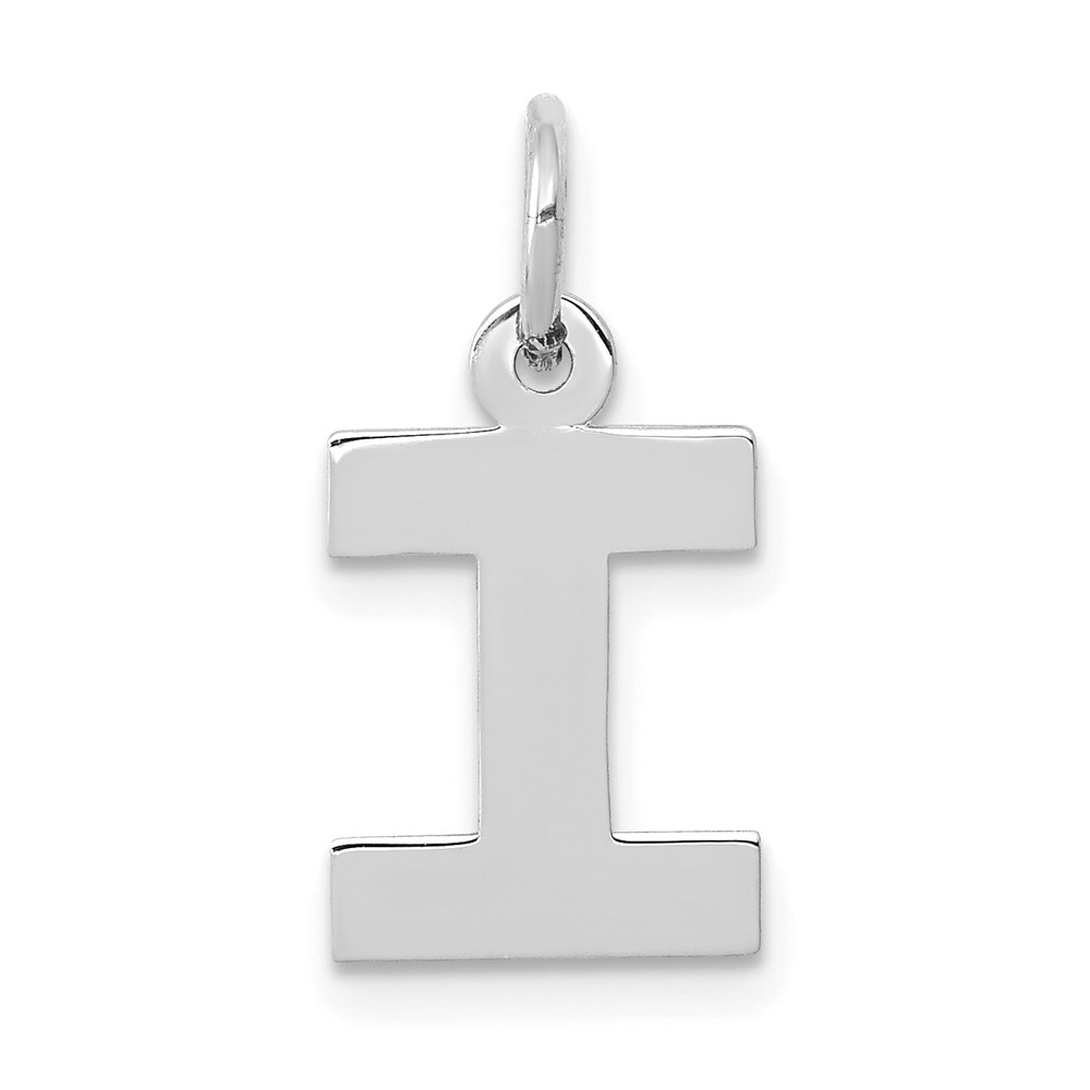 14k White Gold, Amanda Collection, Block Style Initial I Pendant