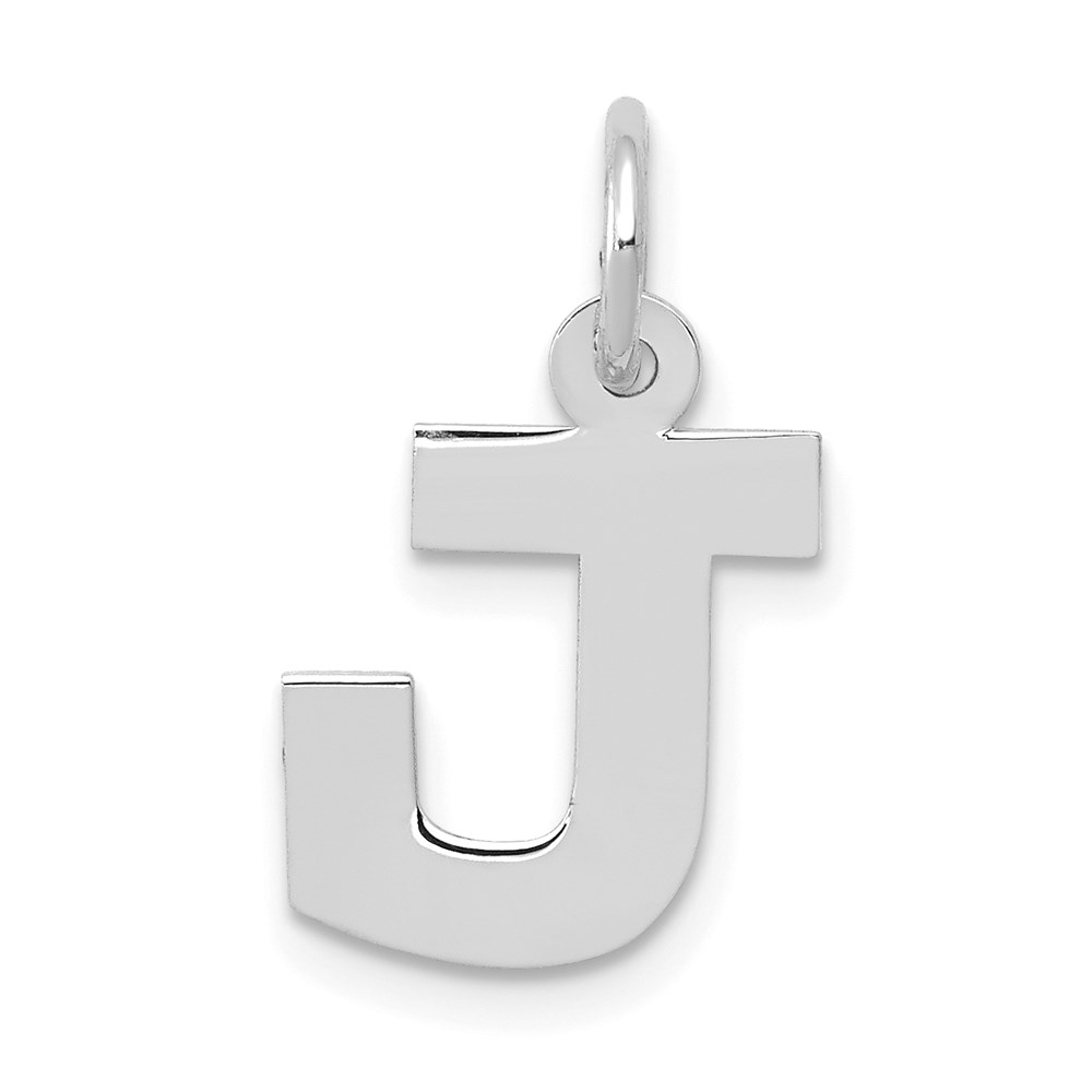 14k White Gold, Amanda Collection, Block Style Initial J Pendant