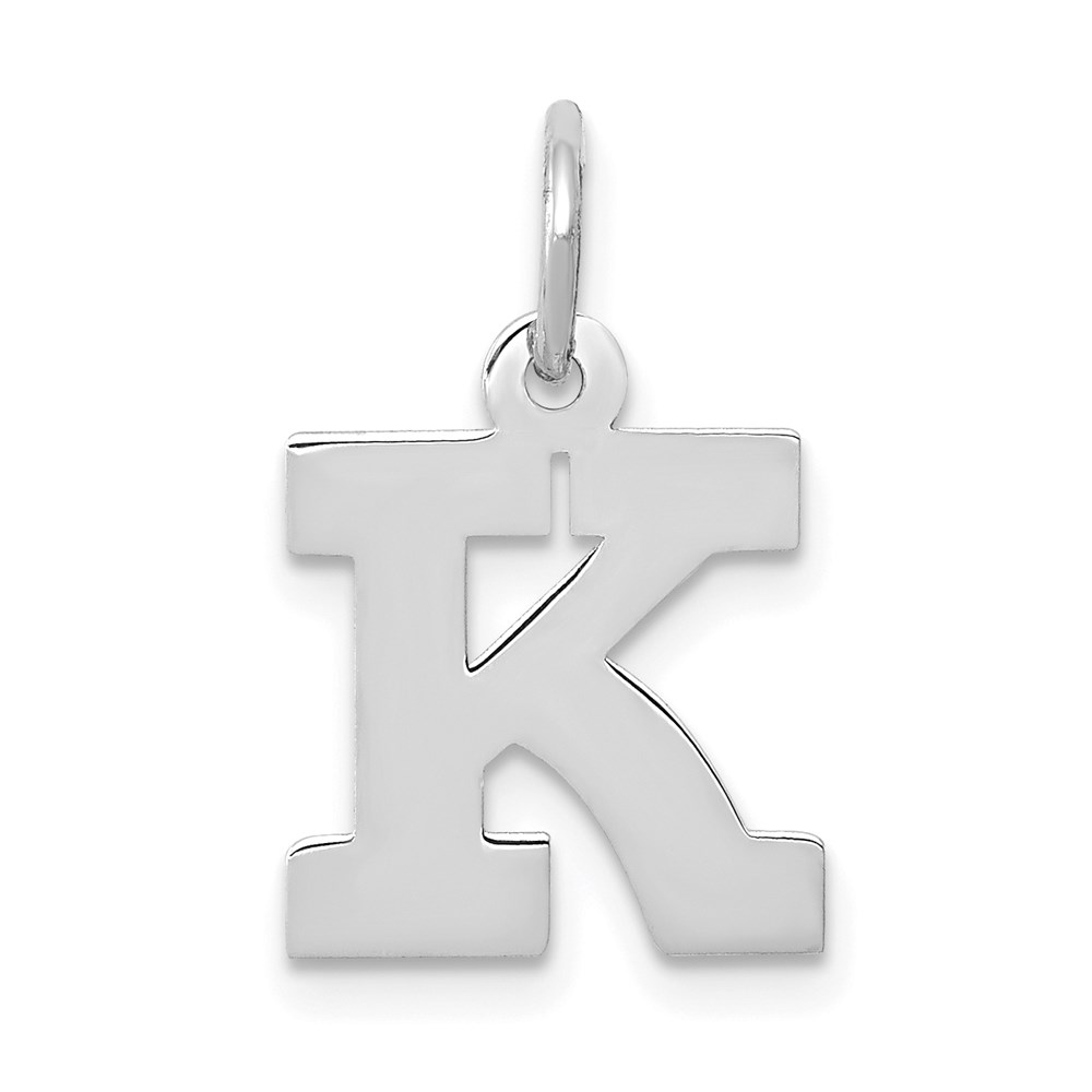 14k White Gold, Amanda Collection, Block Style Initial K Pendant