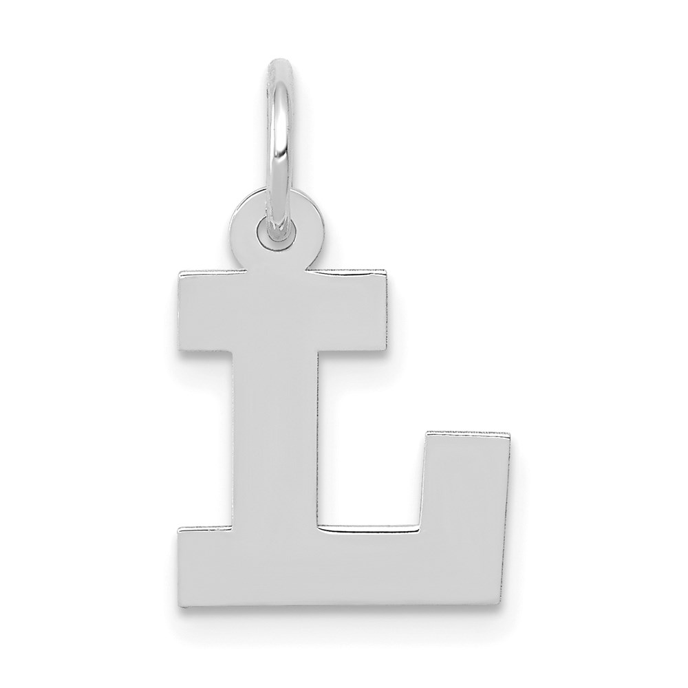 14k White Gold, Amanda Collection, Small Block Style Initial Pendant