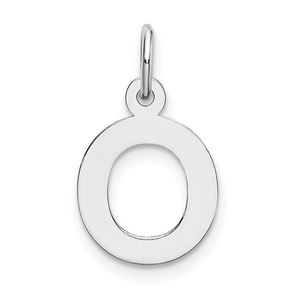 14k White Gold, Amanda Collection, Block Style Initial O Pendant