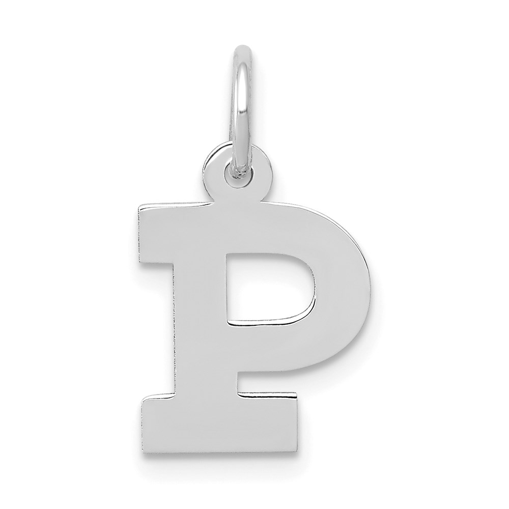 14k White Gold, Amanda Collection, Block Style Initial P Pendant