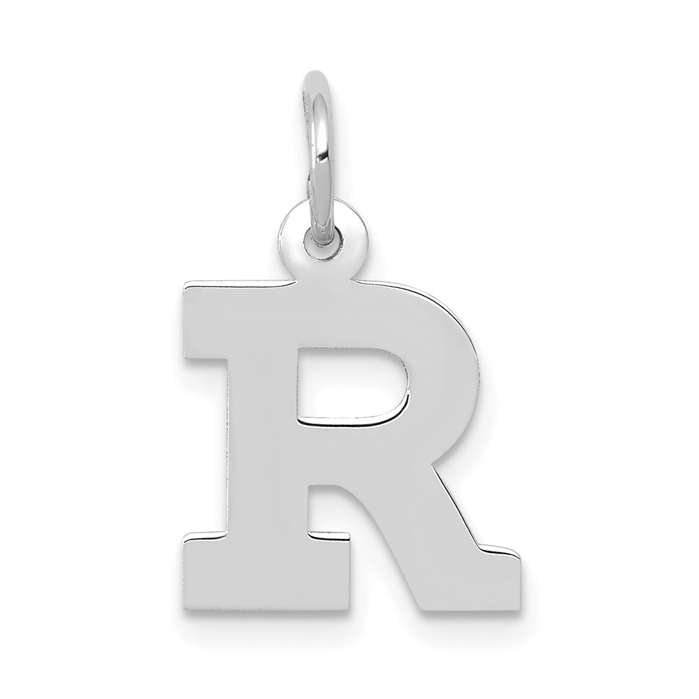 14k White Gold, Amanda Collection, Block Style Initial R Pendant