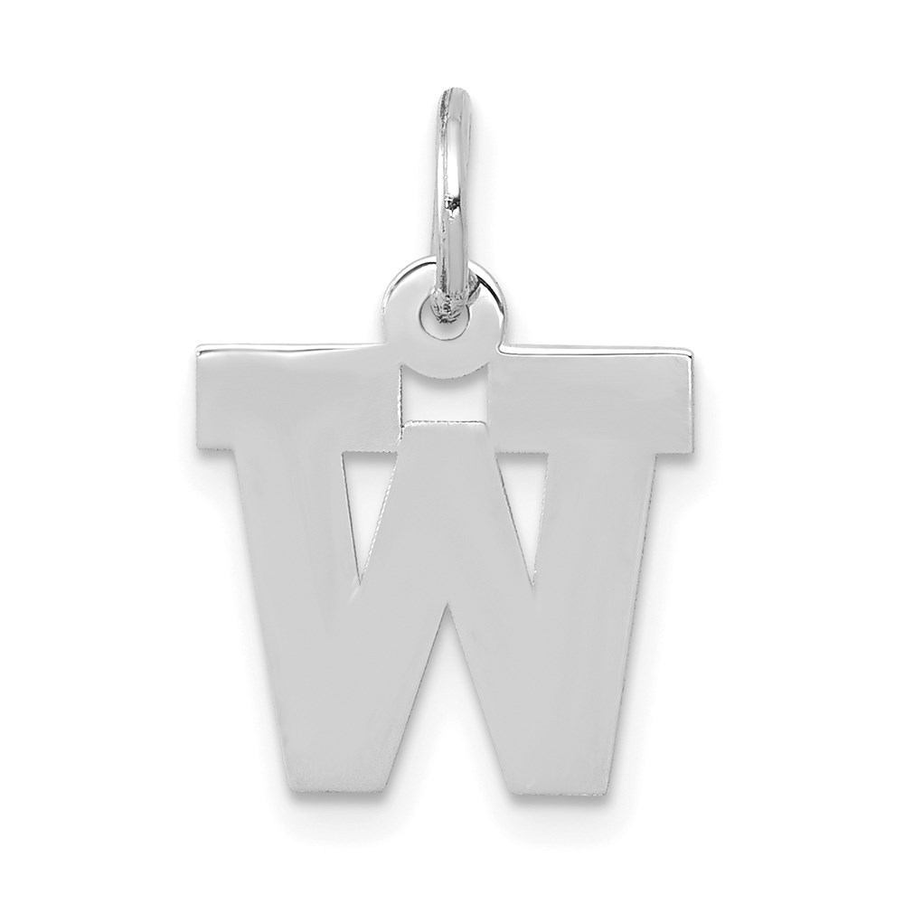 14k White Gold, Amanda Collection, Block Style Initial W Pendant