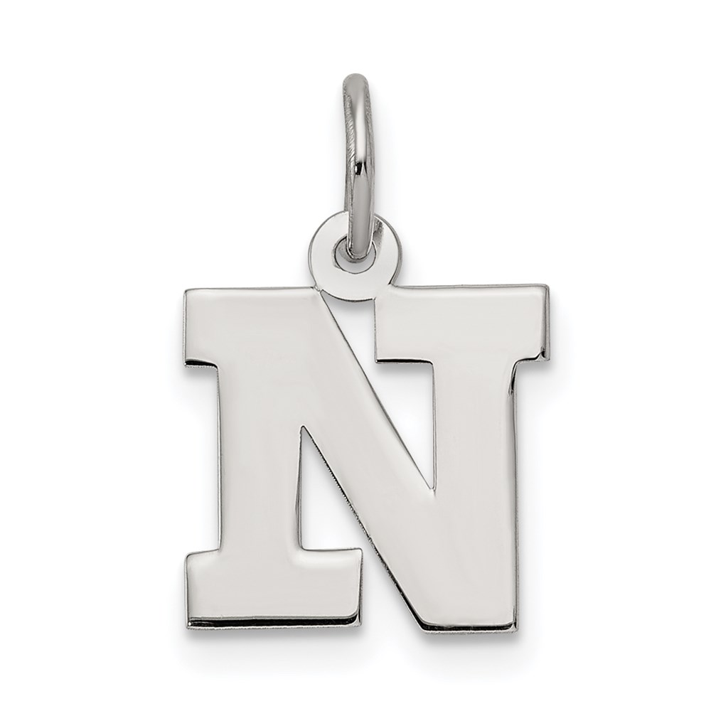 Sterling Silver, Amanda Collection Block Style Initial N Pendant