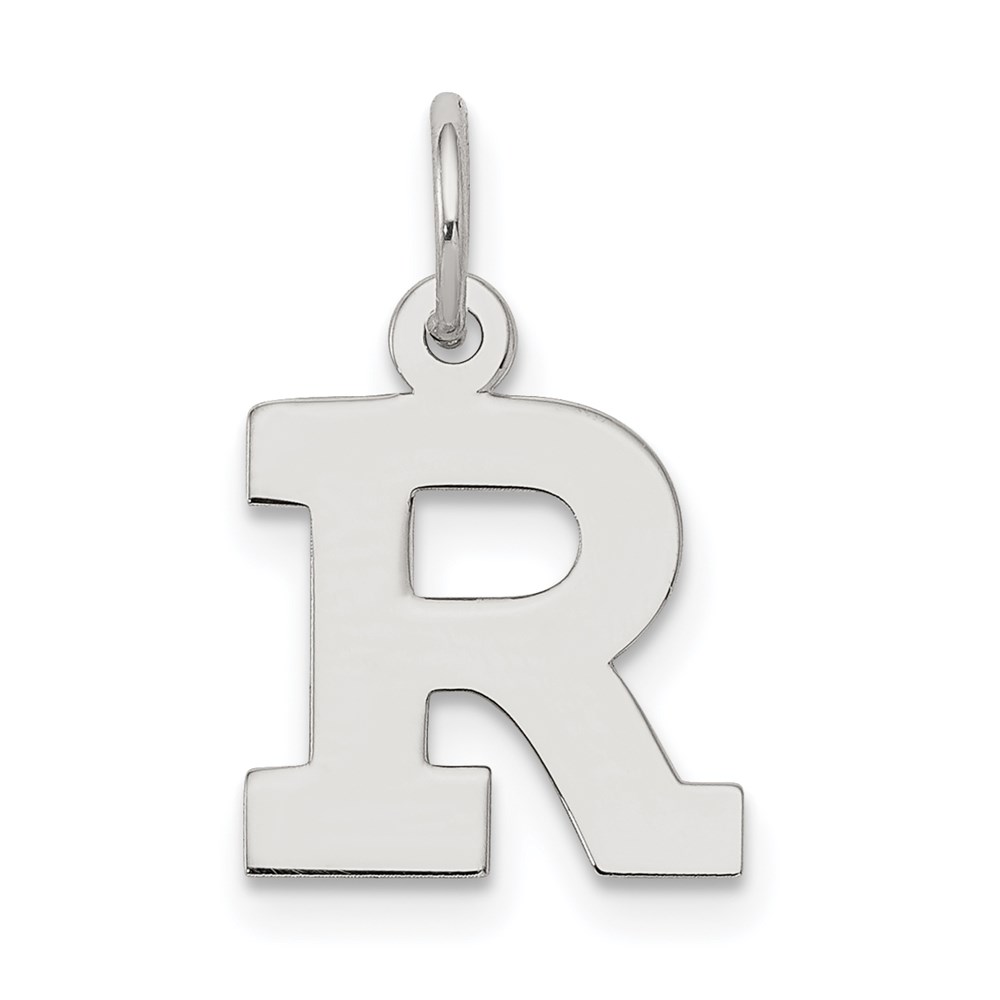 Sterling Silver, Amanda Collection Block Style Initial R Pendant