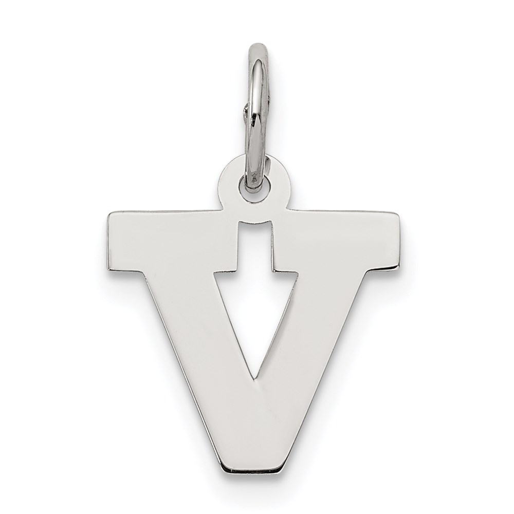 Sterling Silver, Amanda Collection Block Style Initial V Pendant