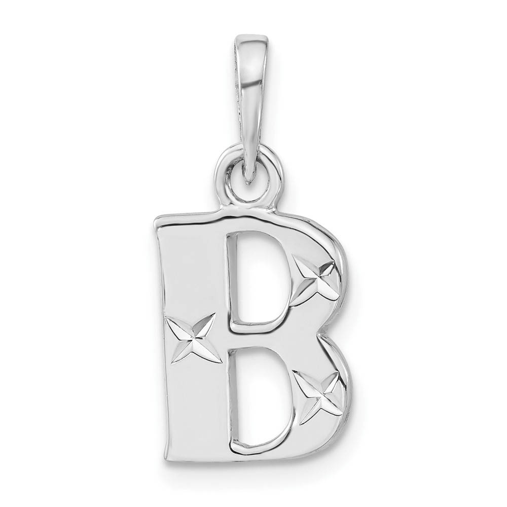 Sterling Silver, Sabrina Collection, D/C Block Initial  B Pendant