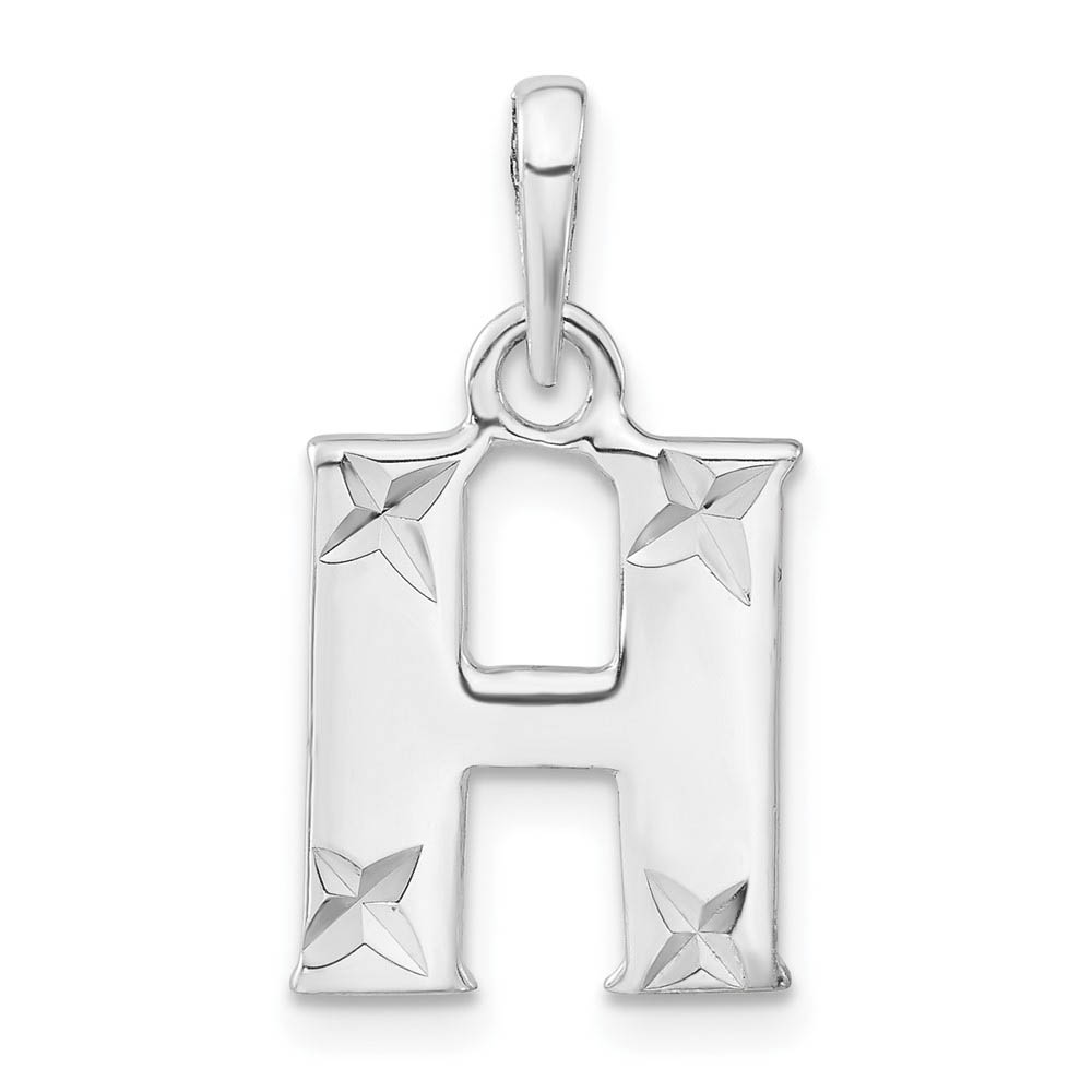 Sterling Silver, Sabrina Collection, D/C Block Initial  H Pendant