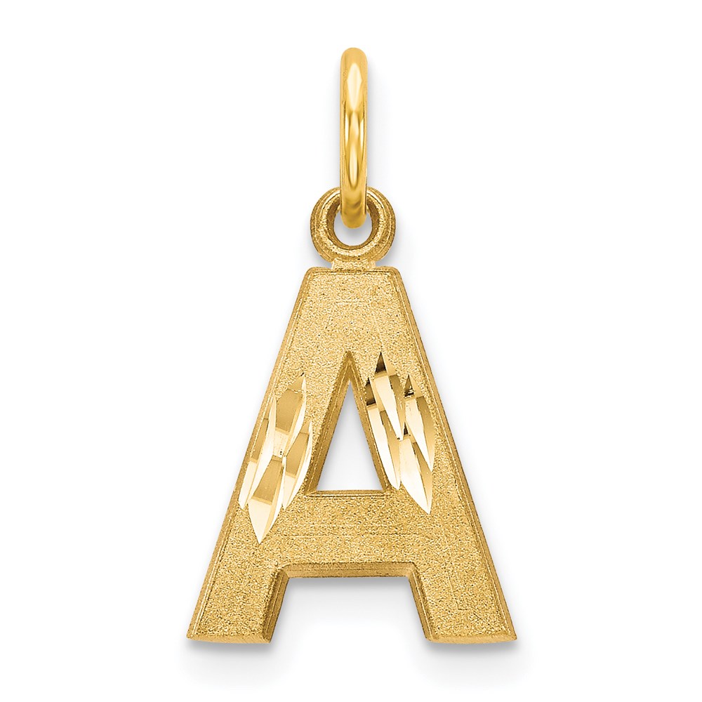 14k Yellow Gold, Julia Collection, Satin Block Initial A Pendant