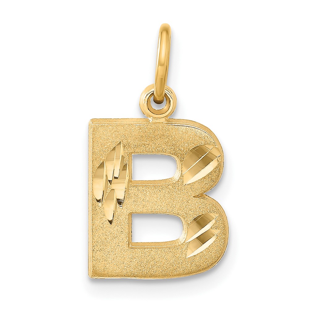 14k Yellow Gold, Julia Collection, Satin Block Initial B Pendant