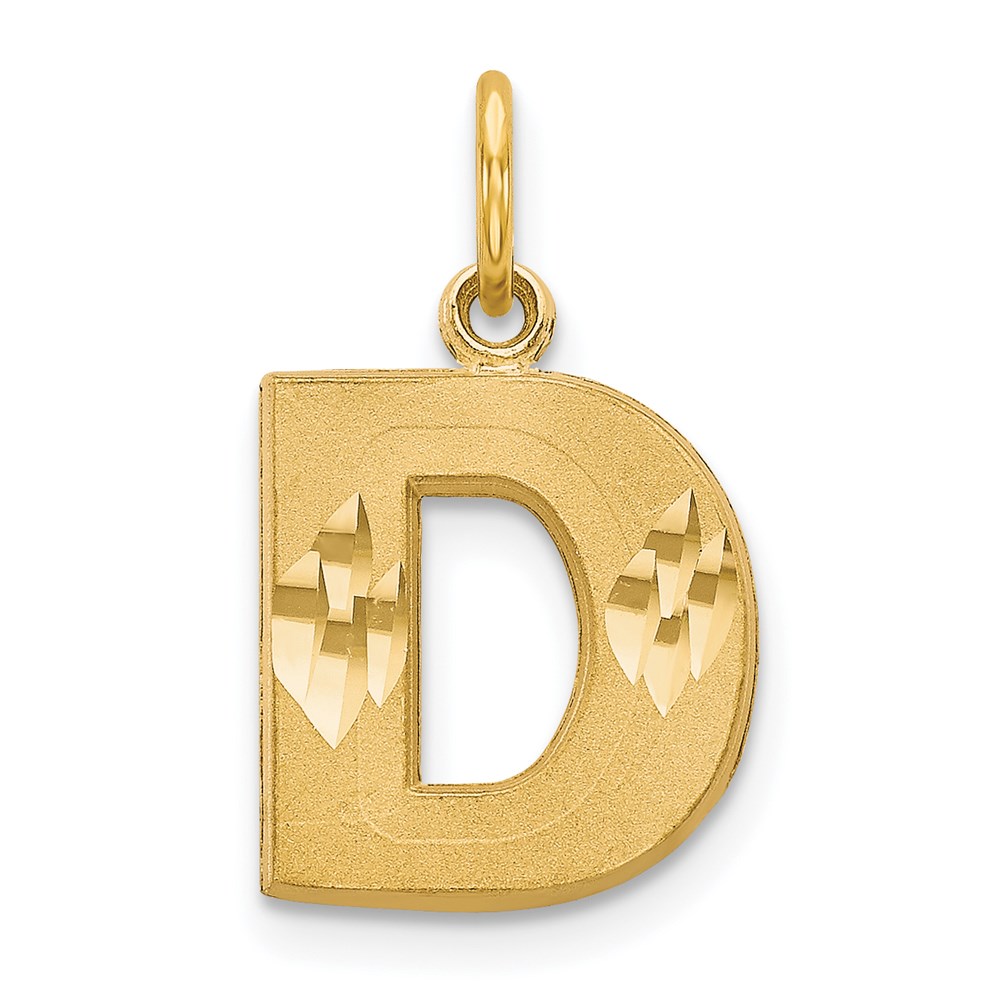 14k Yellow Gold, Julia Collection, Satin Block Initial D Pendant