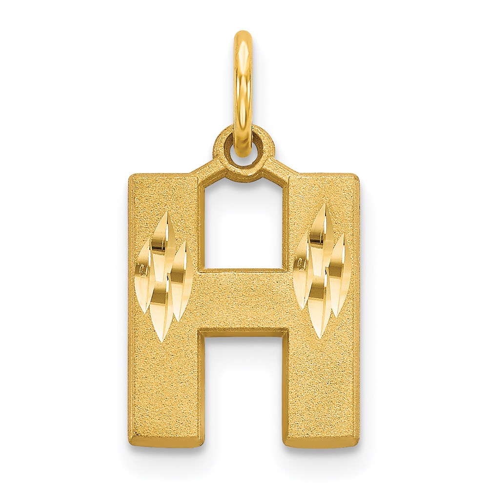 14k Yellow Gold, Julia Collection, Satin Block Initial H Pendant