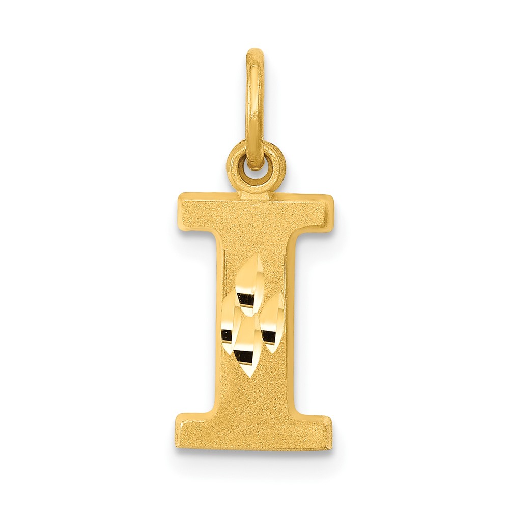 14k Yellow Gold, Julia Collection, Satin Block Initial I Pendant