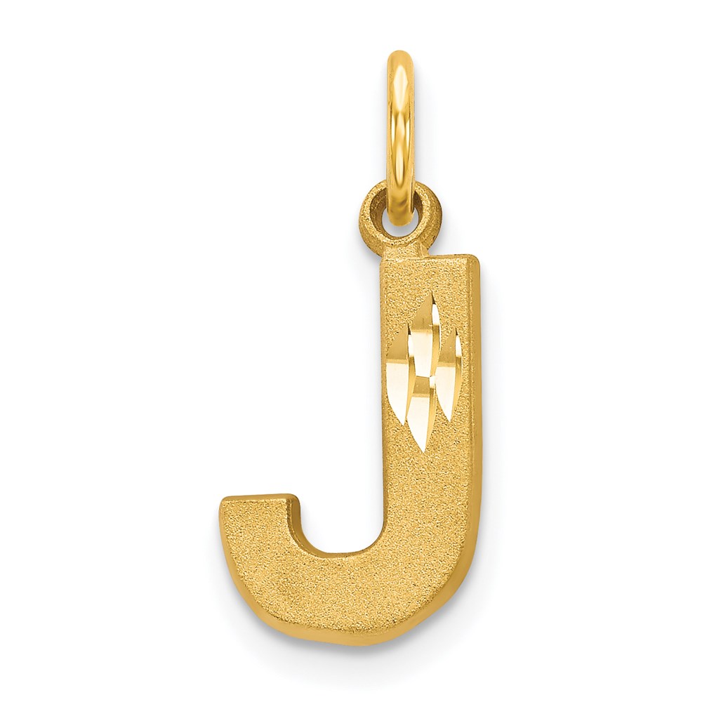 14k Yellow Gold, Julia Collection, Satin Block Initial J Pendant