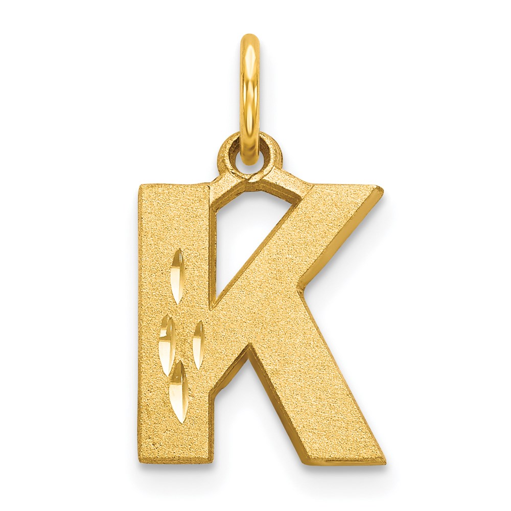 14k Yellow Gold, Julia Collection, Satin Block Initial K Pendant