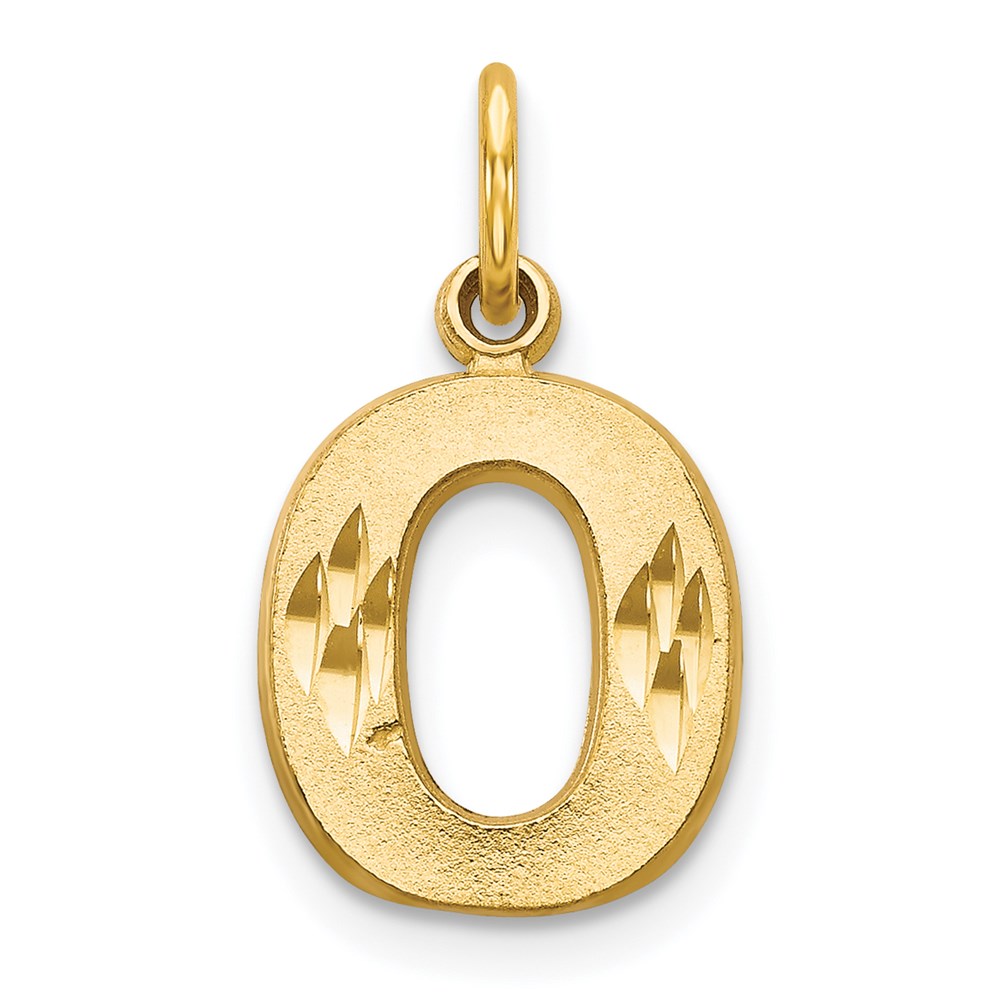 14k Yellow Gold, Julia Collection, Satin Block Initial O Pendant