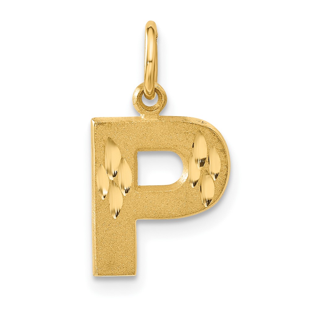14k Yellow Gold, Julia Collection, Satin Block Initial P Pendant