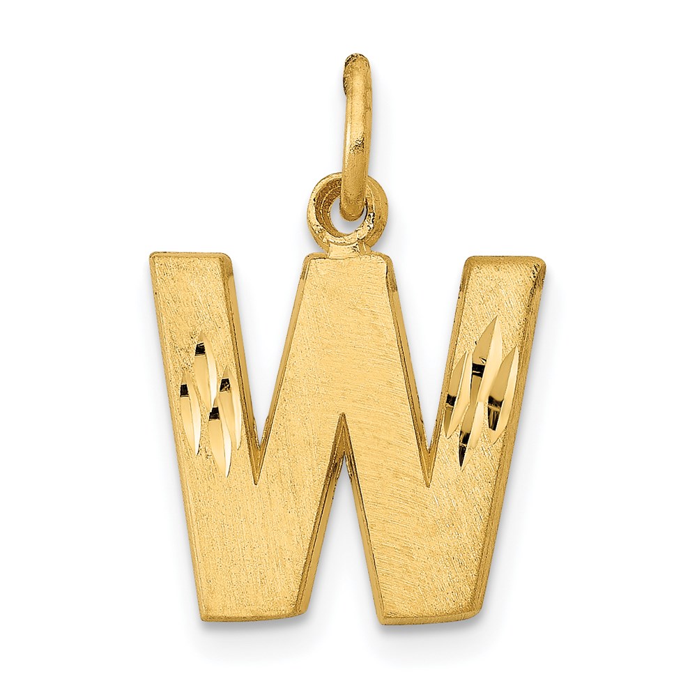 14k Yellow Gold, Julia Collection, Satin Block Initial W Pendant