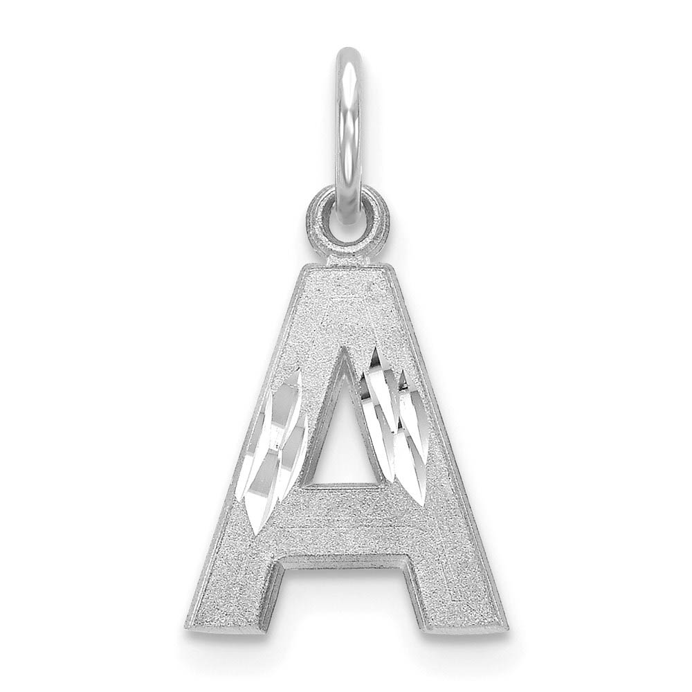 14k White Gold, Julia Collection, Satin Block Initial A Pendant