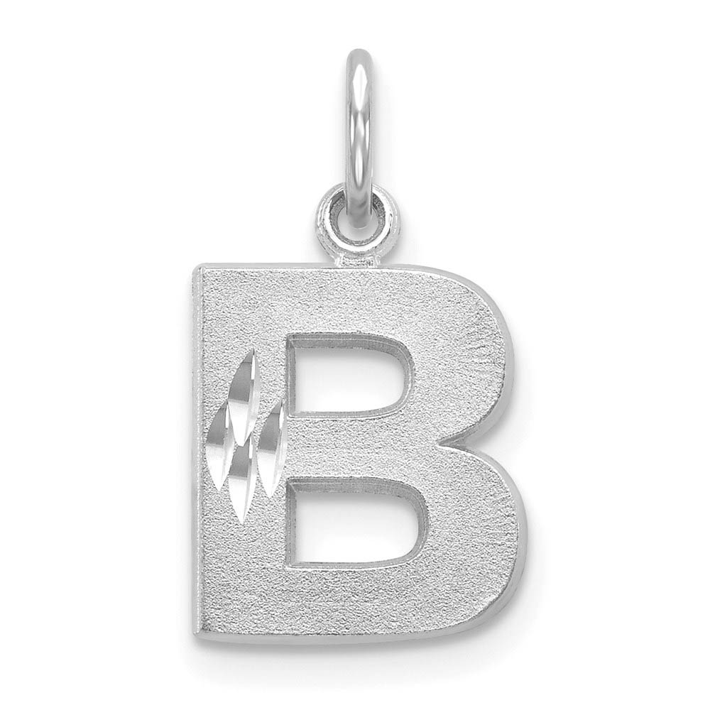 14k White Gold, Julia Collection, Satin Block Initial B Pendant