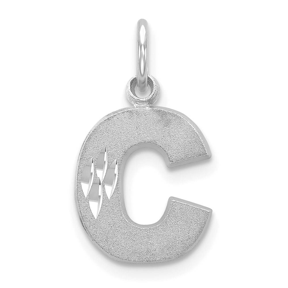 14k White Gold, Julia Collection, Satin Block Initial C Pendant