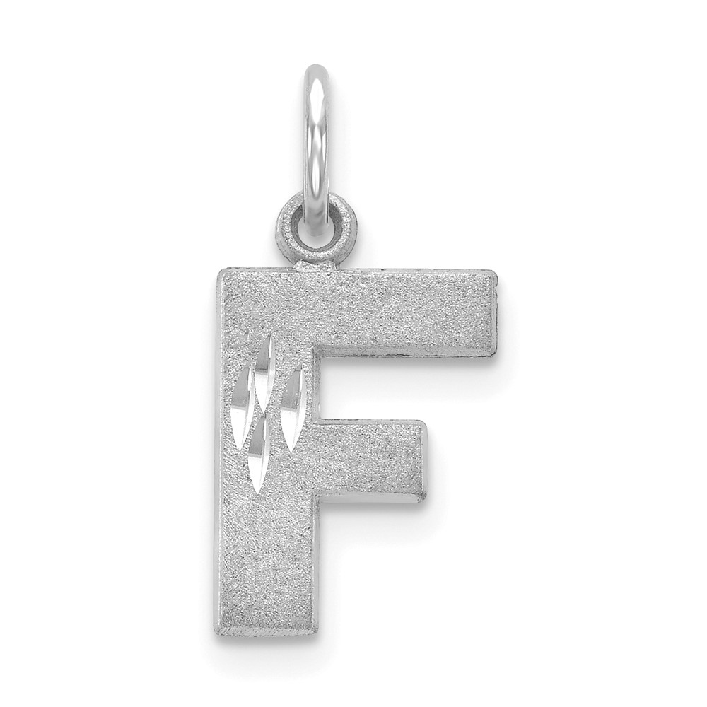 14k White Gold, Julia Collection, Satin Block Initial F Pendant