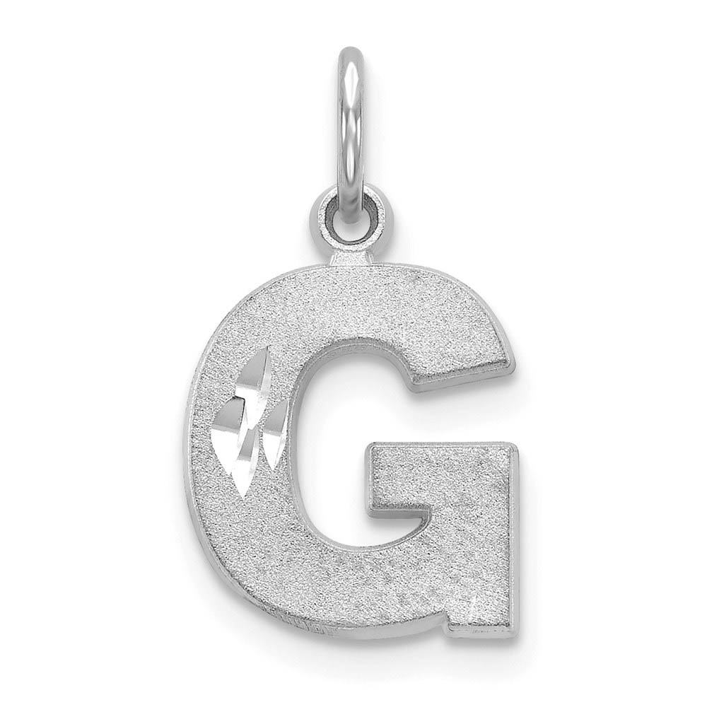 14k White Gold, Julia Collection, Satin Block Initial G Pendant