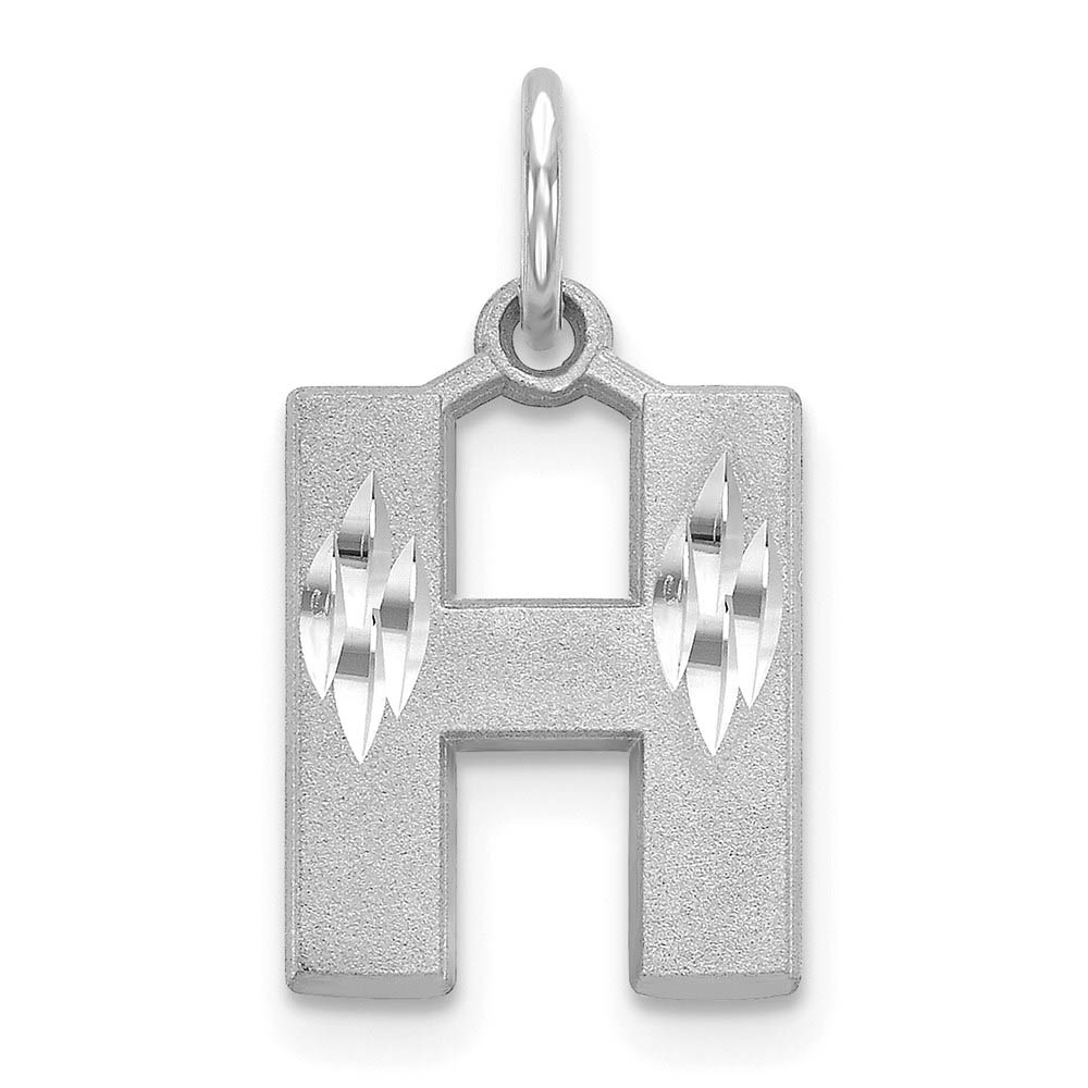 14k White Gold, Julia Collection, Satin Block Initial H Pendant
