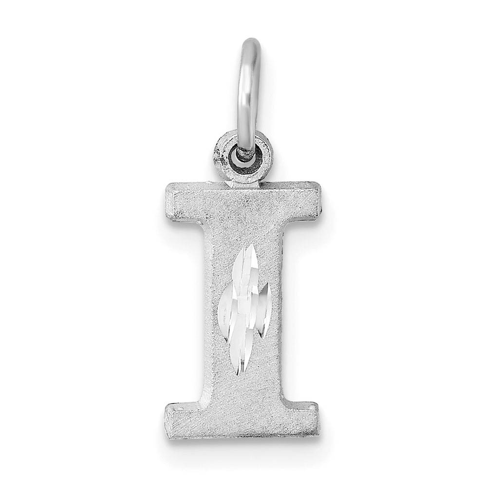 14k White Gold, Julia Collection, Satin Block Initial I Pendant
