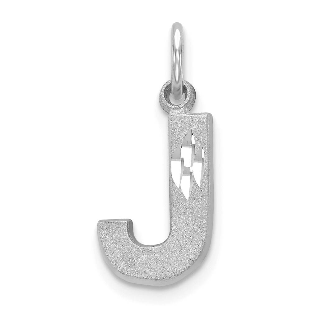 14k White Gold, Julia Collection, Satin Block Initial J Pendant