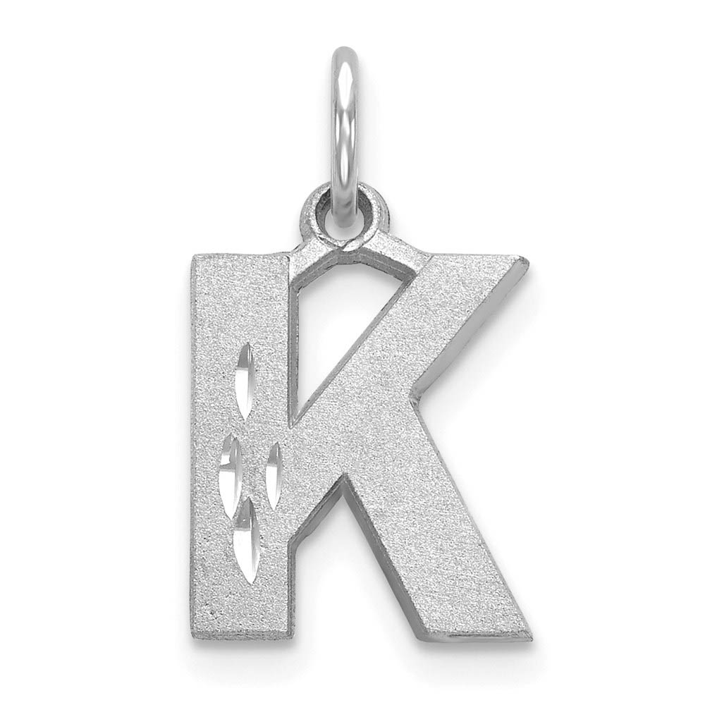 14k White Gold, Julia Collection, Satin Block Initial K Pendant