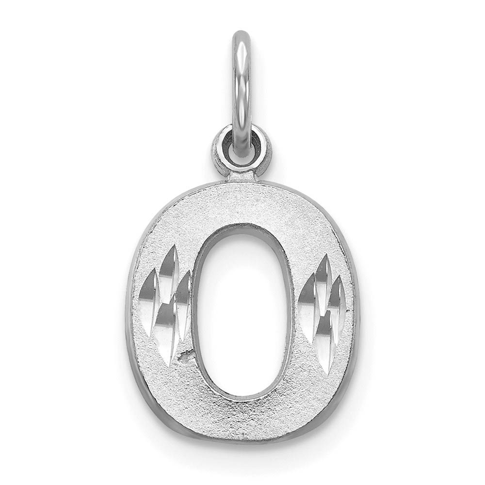 14k White Gold, Julia Collection, Satin Block Initial O Pendant