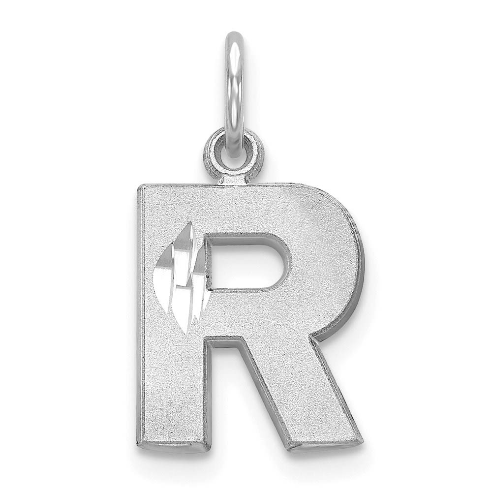 14k White Gold, Julia Collection, Satin Block Initial R Pendant