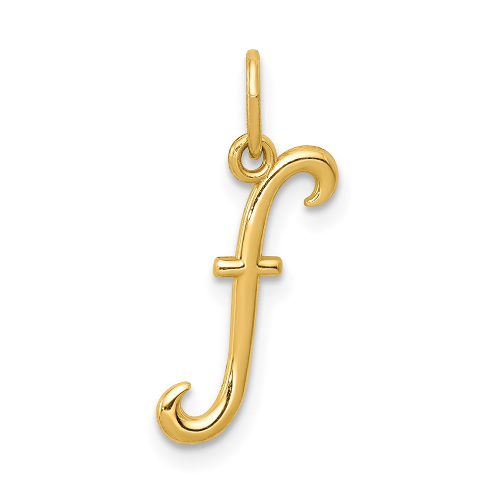 14k Yellow Gold, Claire Collection Mini Lower Case Initial F Charm