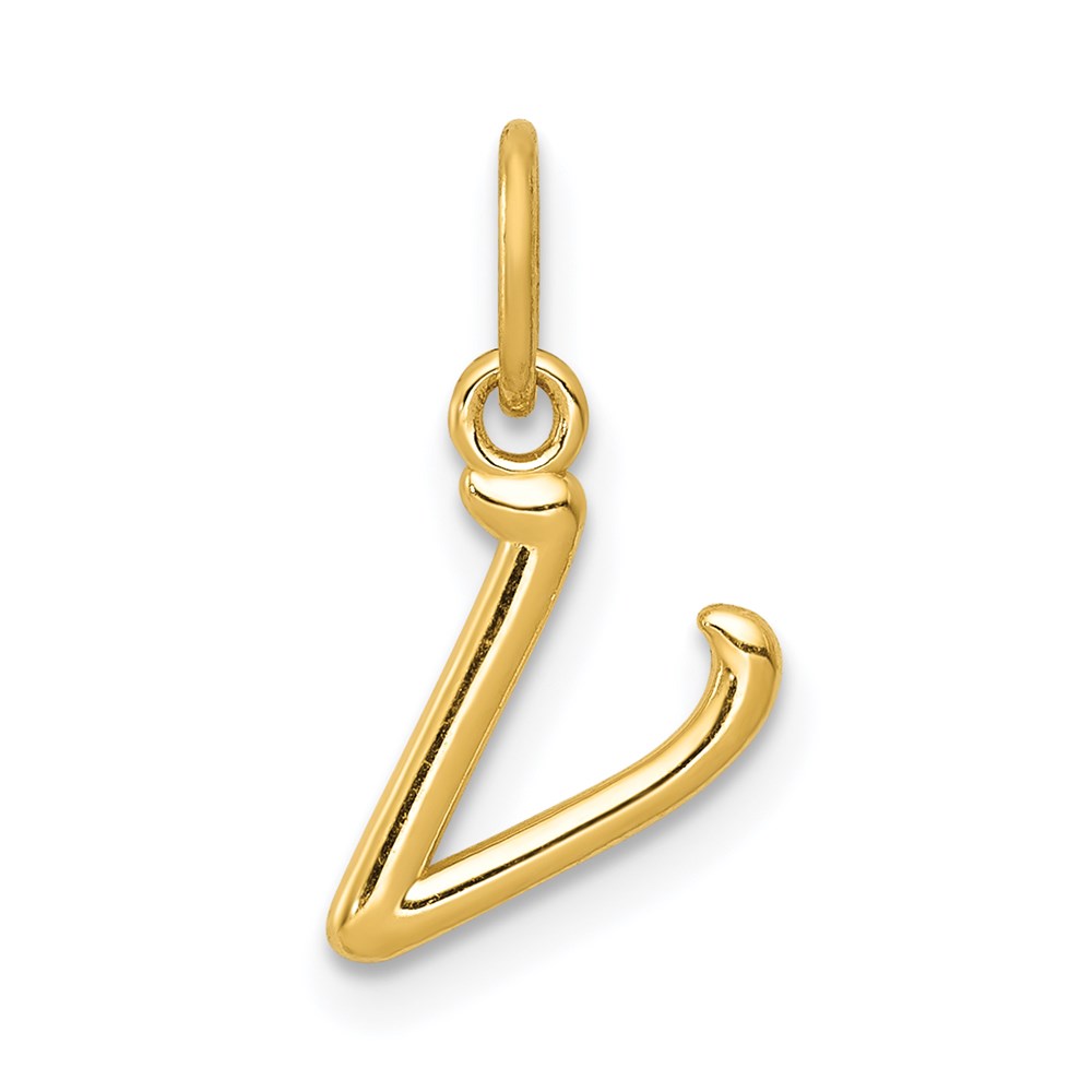 14k Yellow Gold, Claire Collection Mini Lower Case Initial V Charm