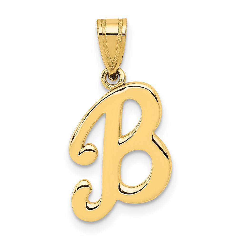 14k Yellow Gold, Mimi Collection, Script Initial B Pendant
