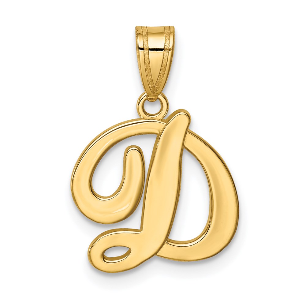 14k Yellow Gold, Mimi Collection, Script Initial D Pendant