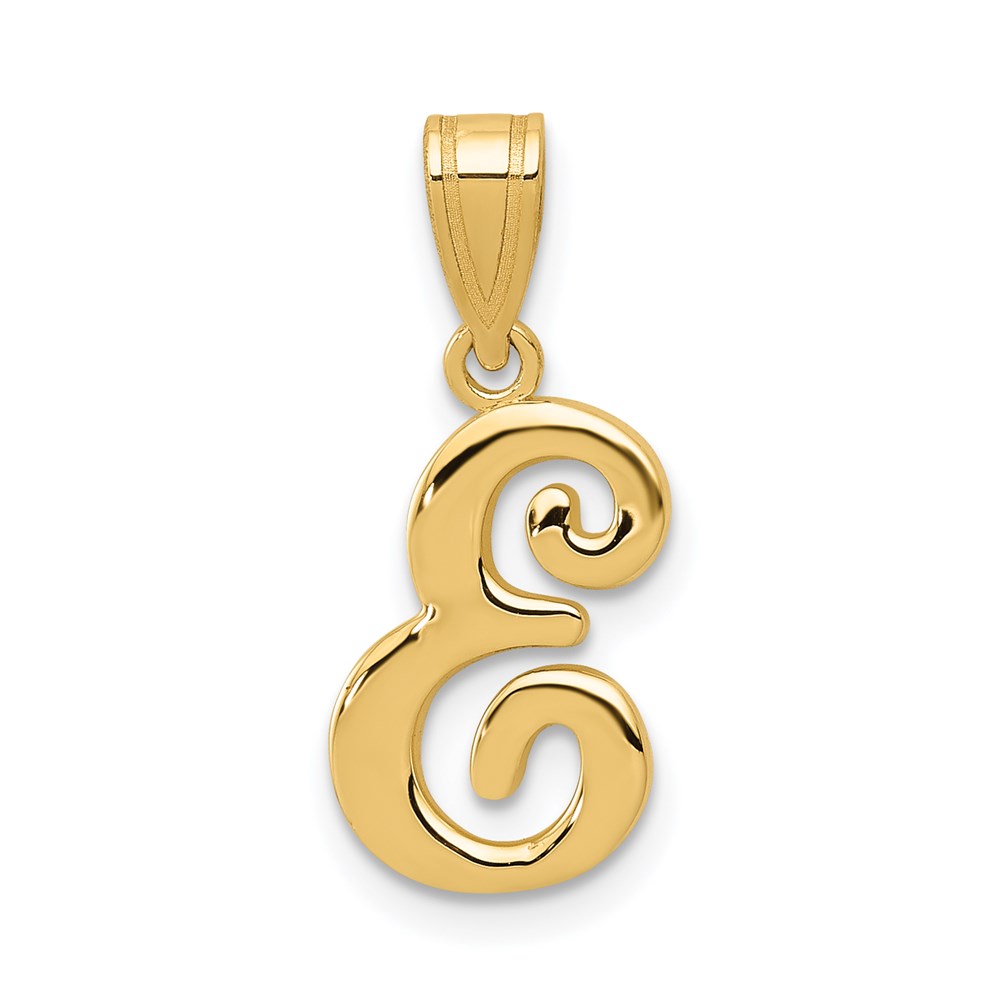 14k Yellow Gold, Mimi Collection, Script Initial E Pendant