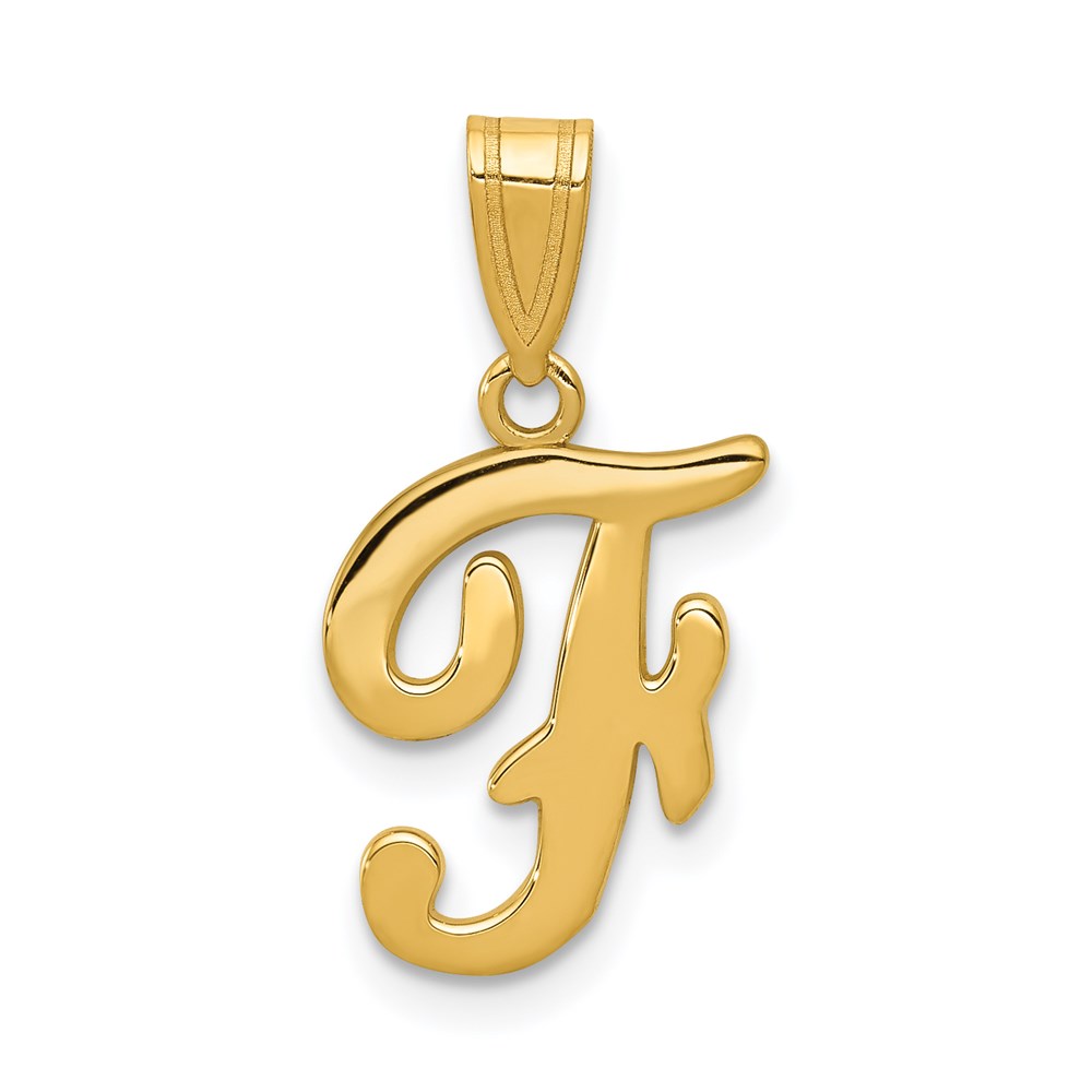 14k Yellow Gold, Mimi Collection, Script Initial F Pendant