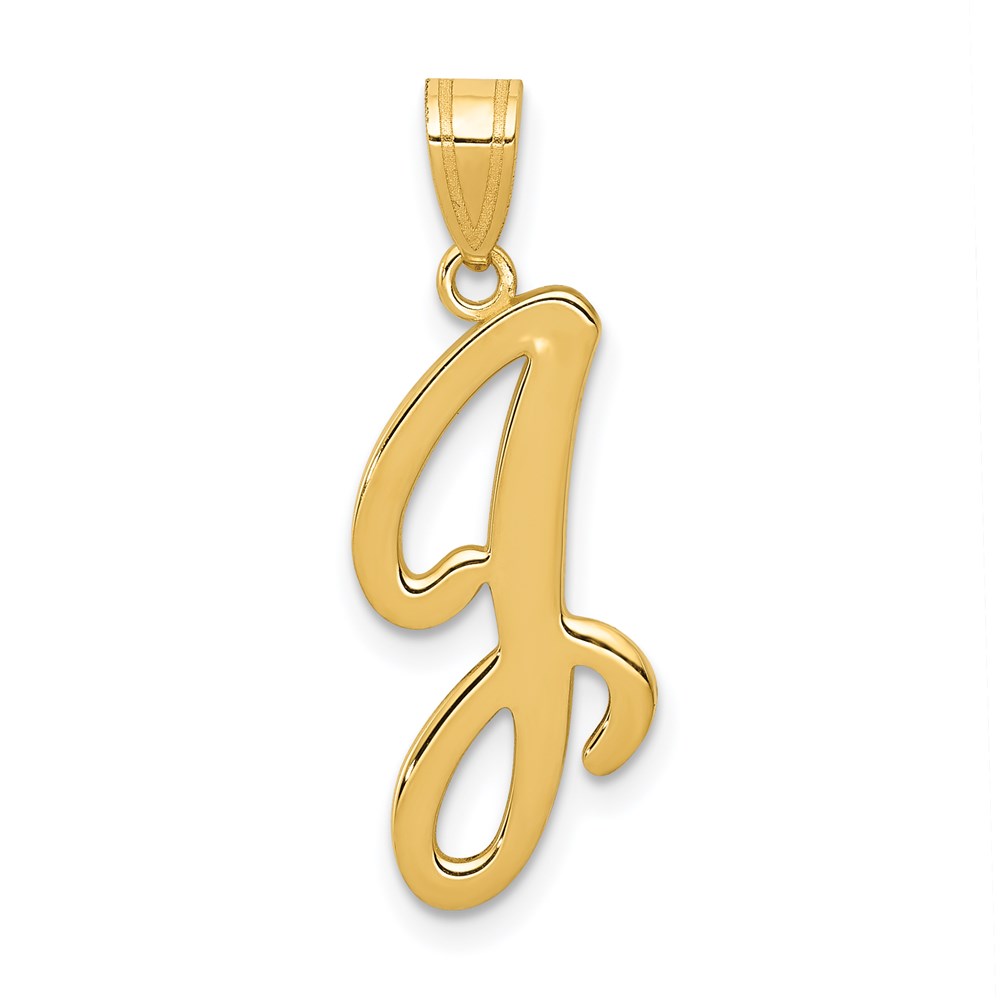 14k Yellow Gold, Mimi Collection, Script Initial J Pendant