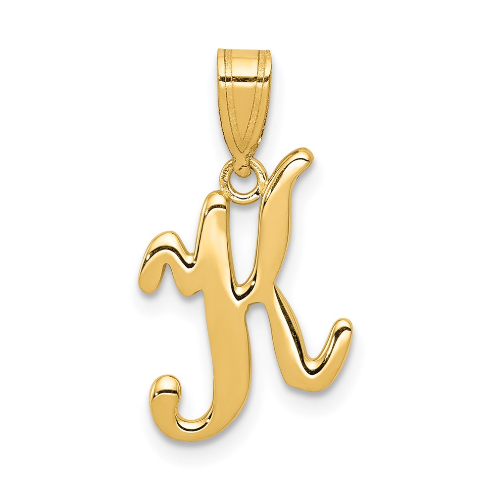 14k Yellow Gold, Mimi Collection, Script Initial K Pendant