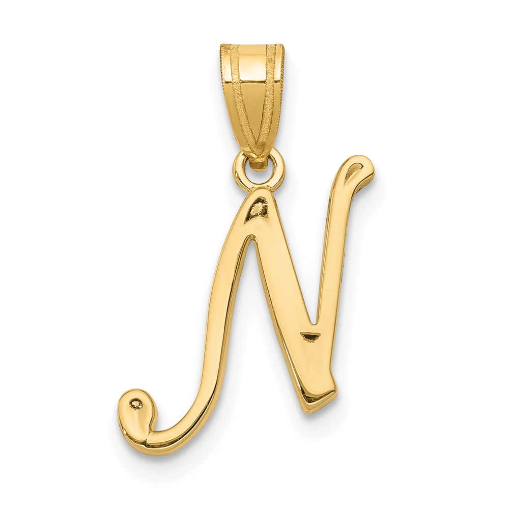 14k Yellow Gold, Mimi Collection, Script Initial N Pendant