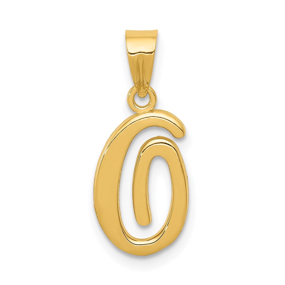 14k Yellow Gold, Mimi Collection, Script Initial O Pendant