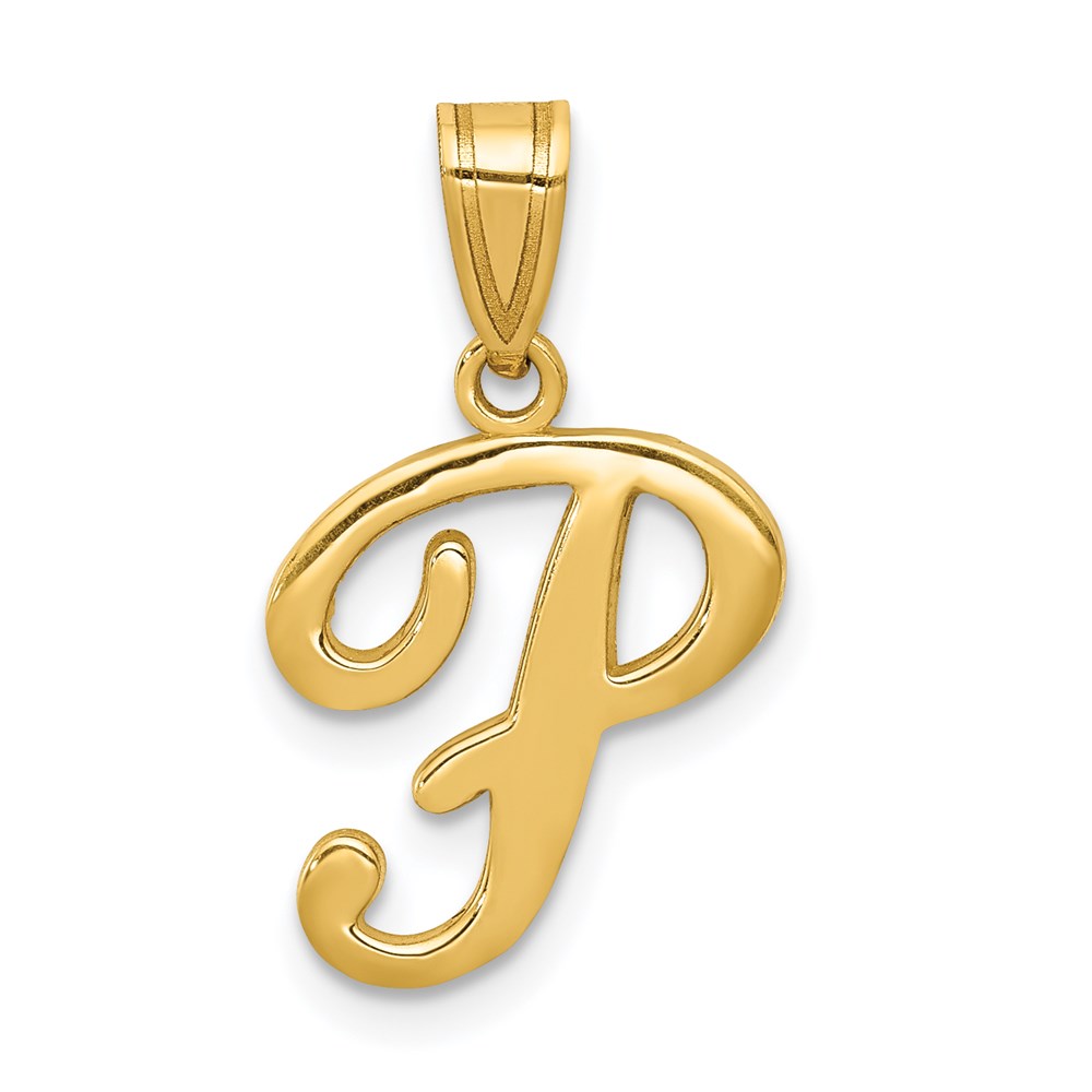 14k Yellow Gold, Mimi Collection, Script Initial P Pendant