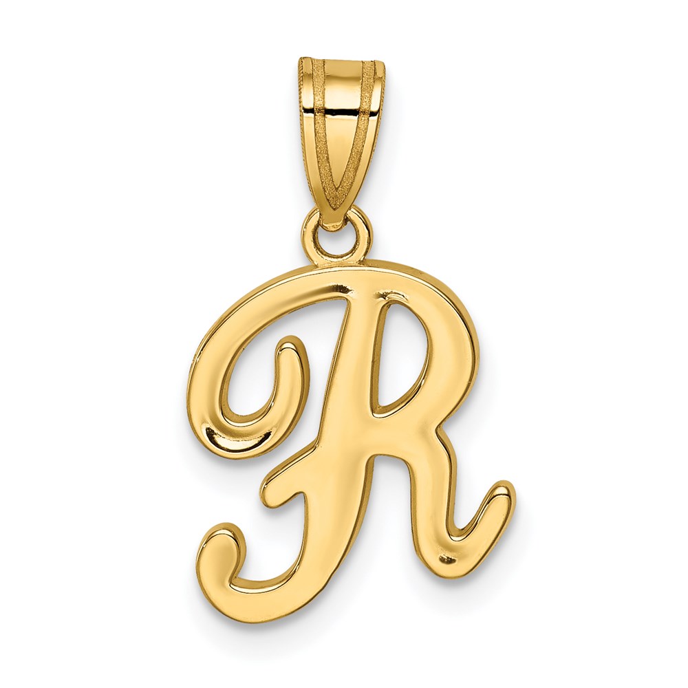 14k Yellow Gold, Mimi Collection, Script Initial R Pendant