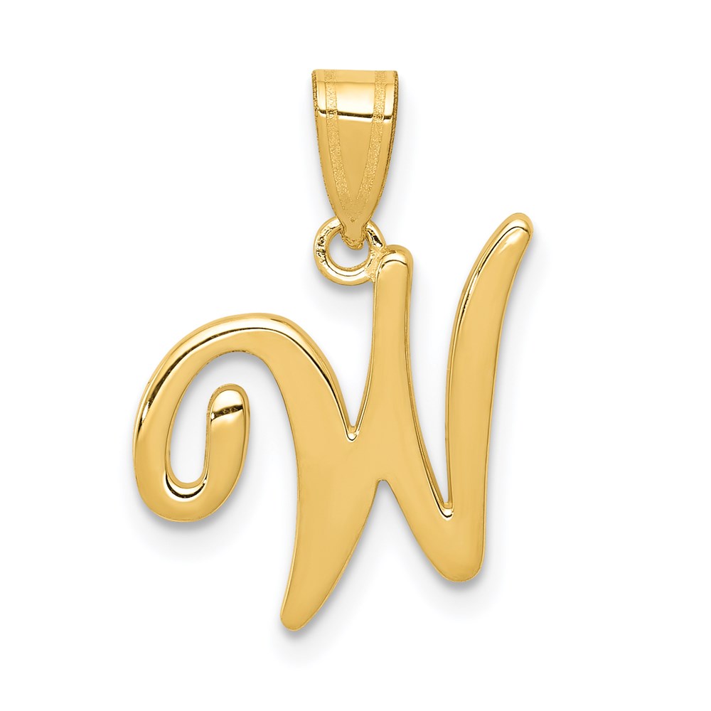 14k Yellow Gold, Mimi Collection, Script Initial W Pendant