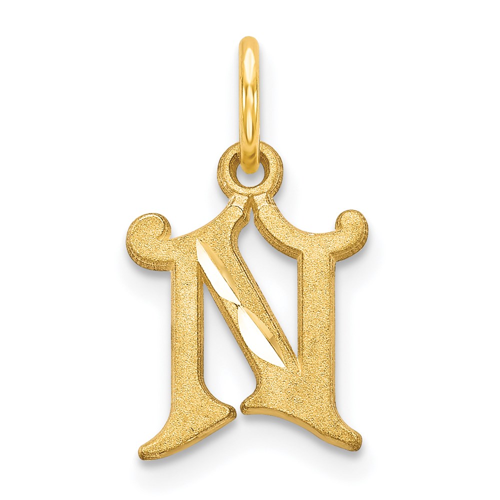 14k Yellow Gold, Isabelle Collection, Mini Letter N Initial Charm